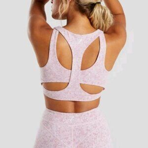 Gymshark Fleur Textured Heathered Pink Sports Bra sz XS